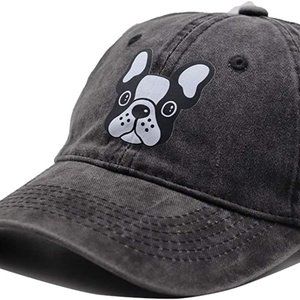French Bulldog, Boston Terriers Dog Denim Distressed Adjustable Baseball Cap